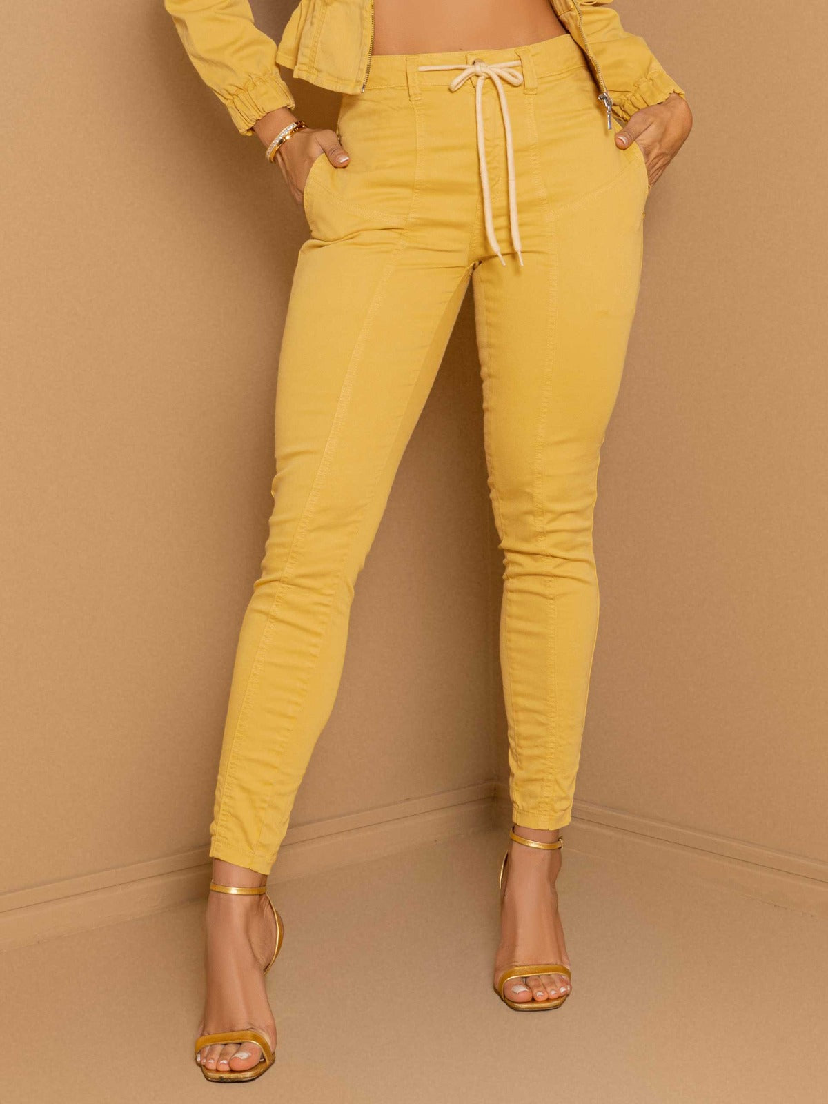 Yellow Butt-Lifting Jogger Jeans